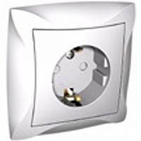 Розетка DUET, скрытый монтаж, с заземлением, со шторками, белый | код. WDE000144 | Schneider Electric